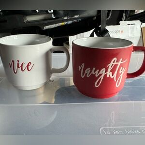 Set of 2 naughty nice coffee mugs.
